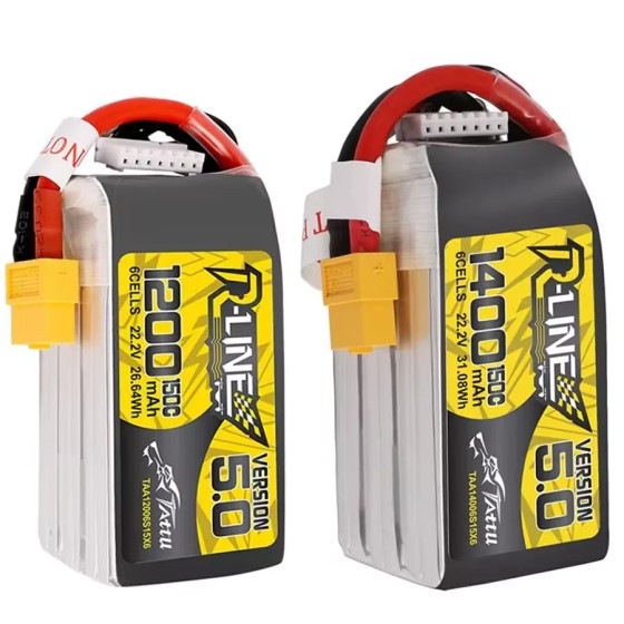TATTU R-line Gold Brick V5.0 V5 Traversal Machine 1200/1400mAh Battery 6S 22.2v 150C(xt60 Plug) Battery for